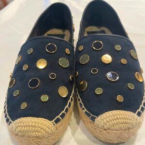 Tory Burch Canvas Flats Navy Women Shoes size 8